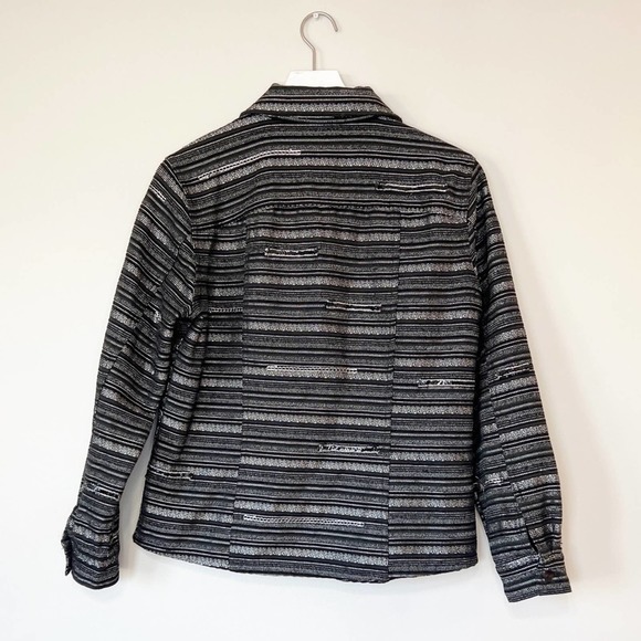 Chicos Womens Black and Silver Buttoned Blazer (Sz. 1) - Picture 2 of 7